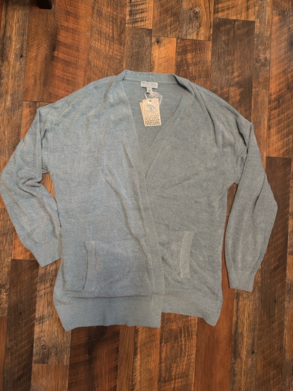 Barefoot Dreams cozychic ultra lite Placed stitch cardigan freshwater sz xl NEW